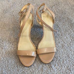 Nine West patent nude ankle strap  heels